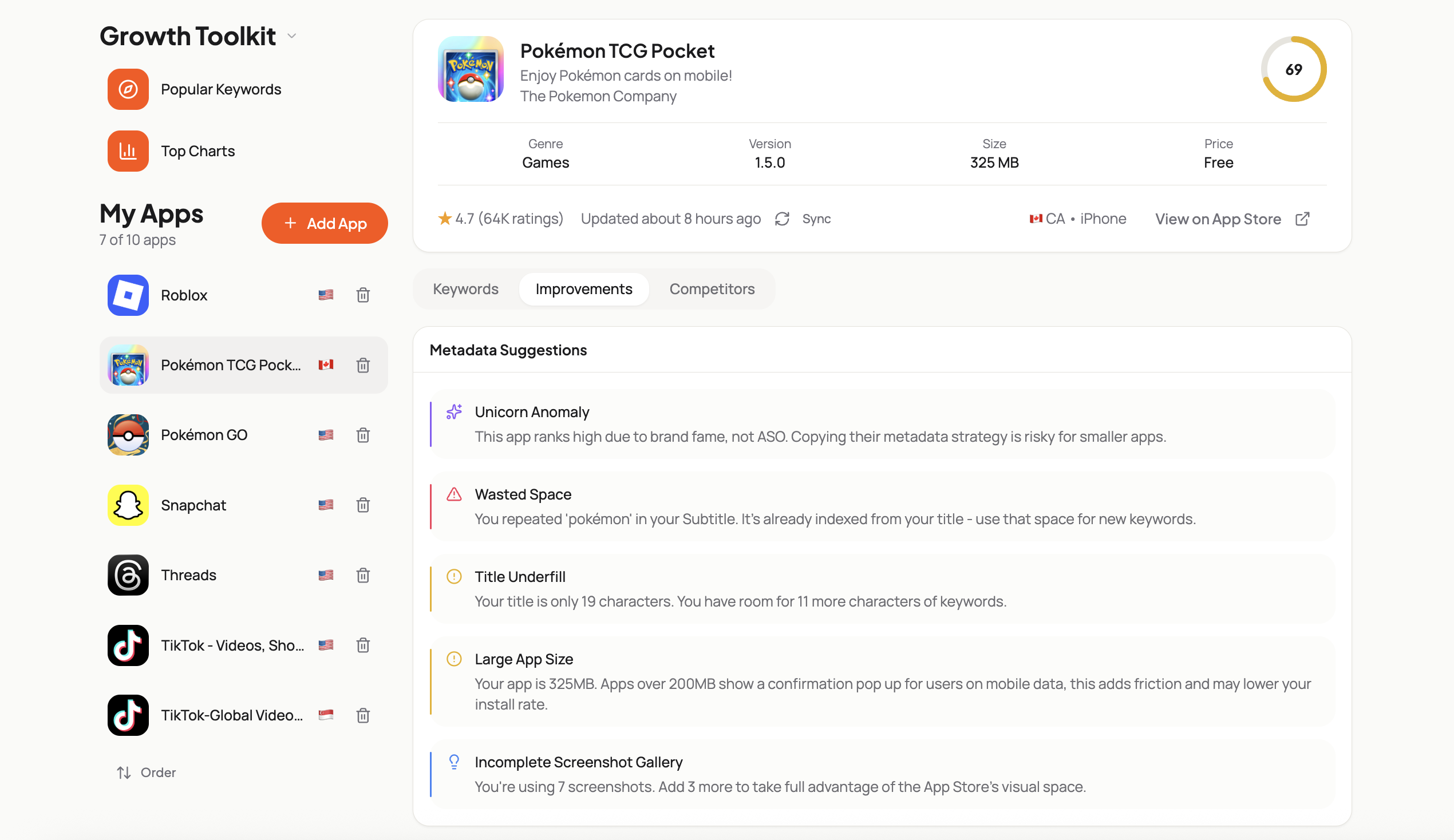Metadata Analysis screenshot